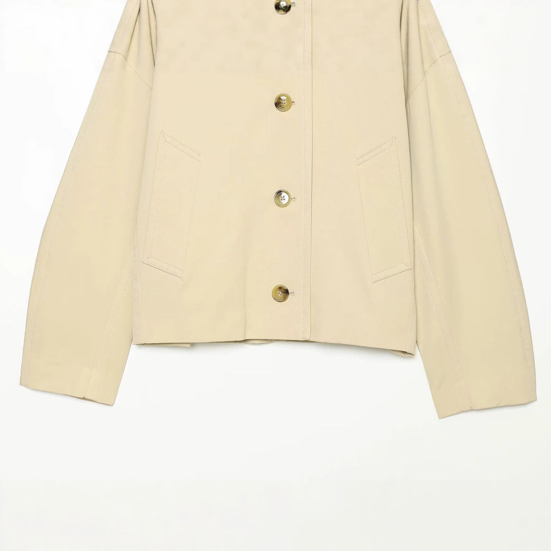 Damen Cropped Utility-Blouson mit übergroßem Reverskragen und Hornknopf‑Front Echo Archiv