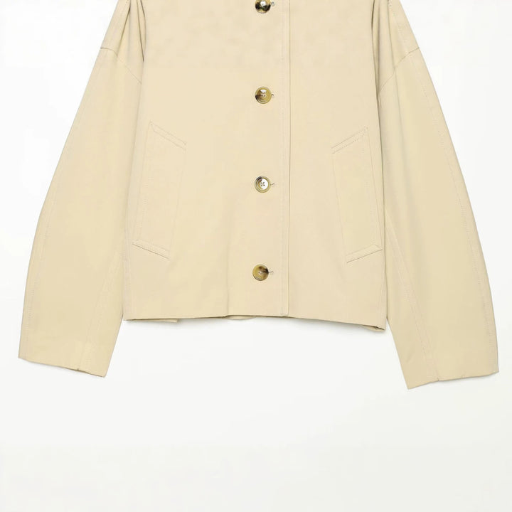 Damen Cropped Utility-Blouson mit übergroßem Reverskragen und Hornknopf‑Front Echo Archiv