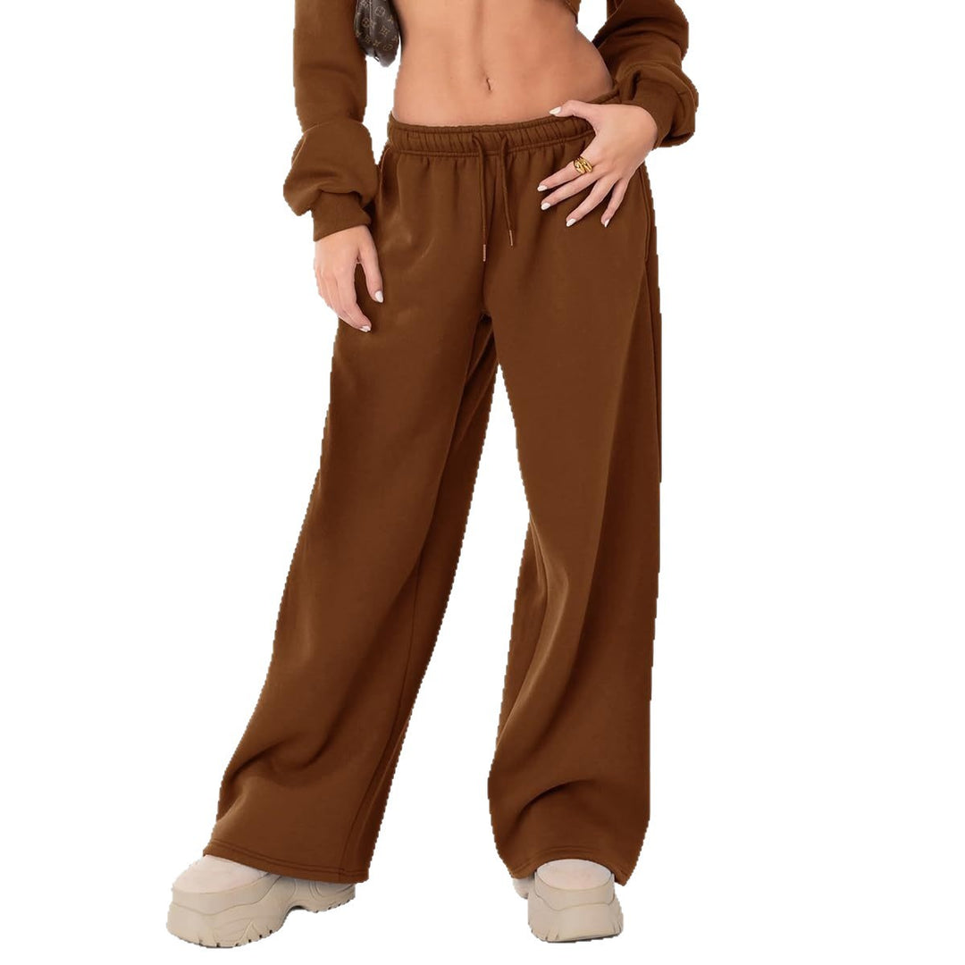 Damen relaxed-fit Wide‑Leg Sweatpants mit hohem Komfortbund Kordelzug und nahtverdeckten Eingrifftaschen – Avélisse