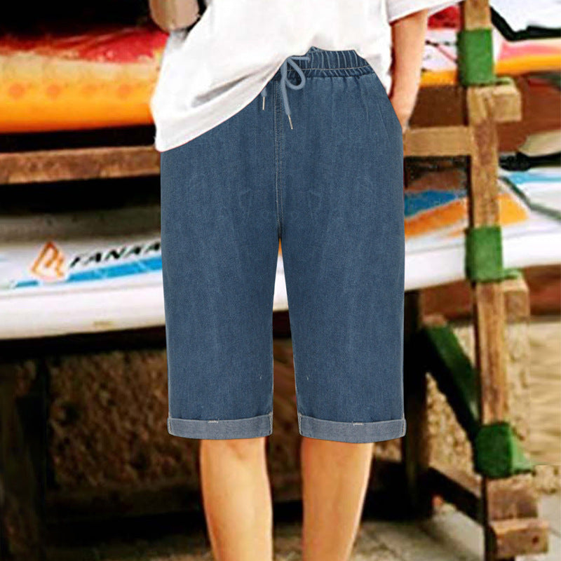 Damen Denim-Shorts mit elastischem Bund und lässigem Schnitt Echo Archiv