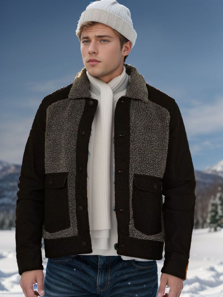 Herren warme Utility-Jacke mit abnehmbaren Sherpa-Kragen Echoarchiv