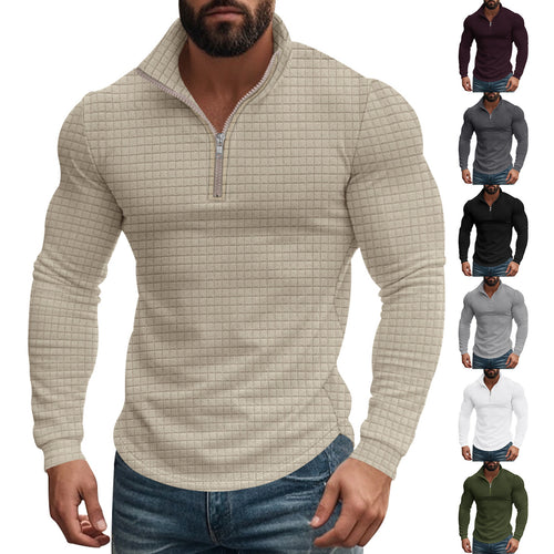 Herren Midlayer Pullover mit hohem Kragen und strukturiertem Design Echoarchiv