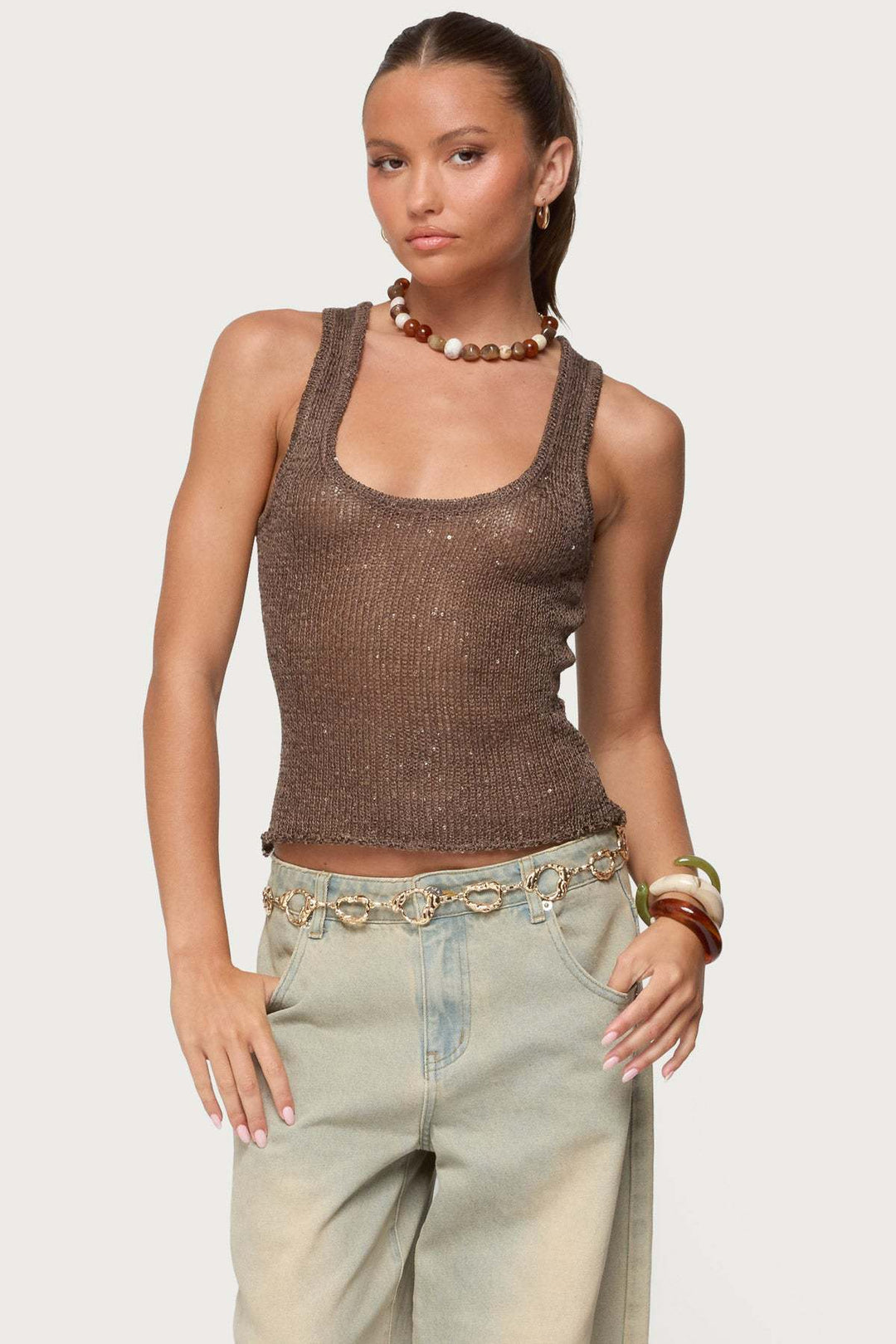 Damen Glamouröses Glitzer-Tanktop Echo Archiv