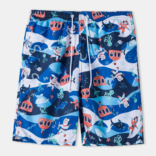 Herren Badeshorts mit tropischem Design und elastischem Bund Echoarchiv