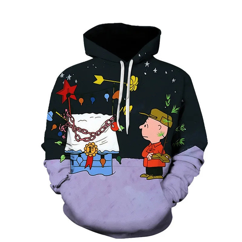 Damen Verspielter Weihnachts-Kapuzenpullover mit buntem Motiv Echoarchiv