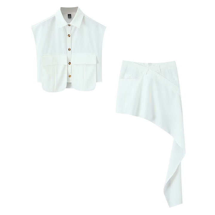 Damen Cropped Bluse mit asymmetrischem Rock Echo Archiv