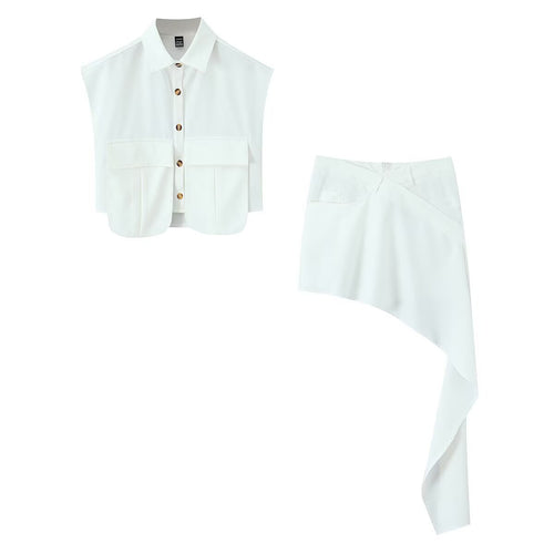 Damen Cropped Bluse mit asymmetrischem Rock Echo Archiv