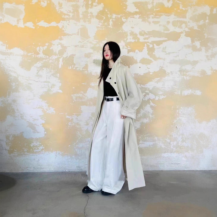 Damen Langer Mantel im Kimono-Stil mit Bindegürtel und weiter A-Linie Echoarchiv