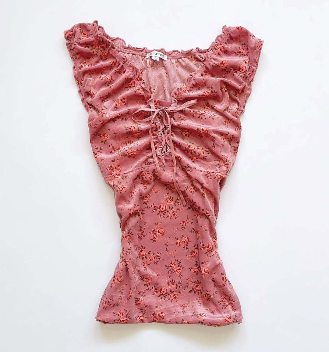 Damen Spitzenshirt mit Raffung und floralem Muster Echo Archiv