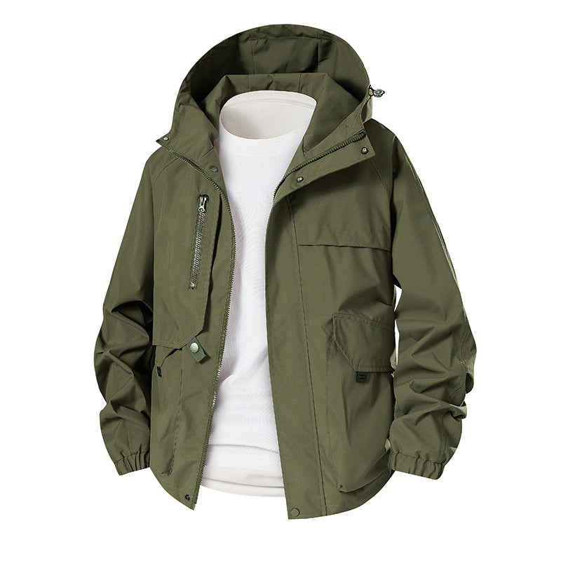 Herren Leichte wasserdichte Funktionsjacke mit Kapuze, Multitaschen und Raglanärmeln Echoarchiv