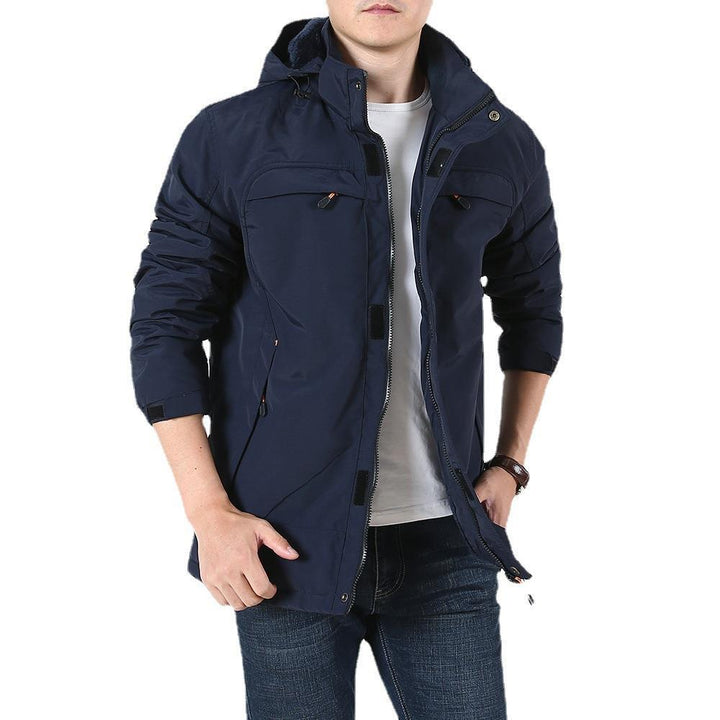 Herren Leichter Softshell-Parka mit Fleecegefütterter Kapuze und Multifunktions‑Taschen Echoarchiv