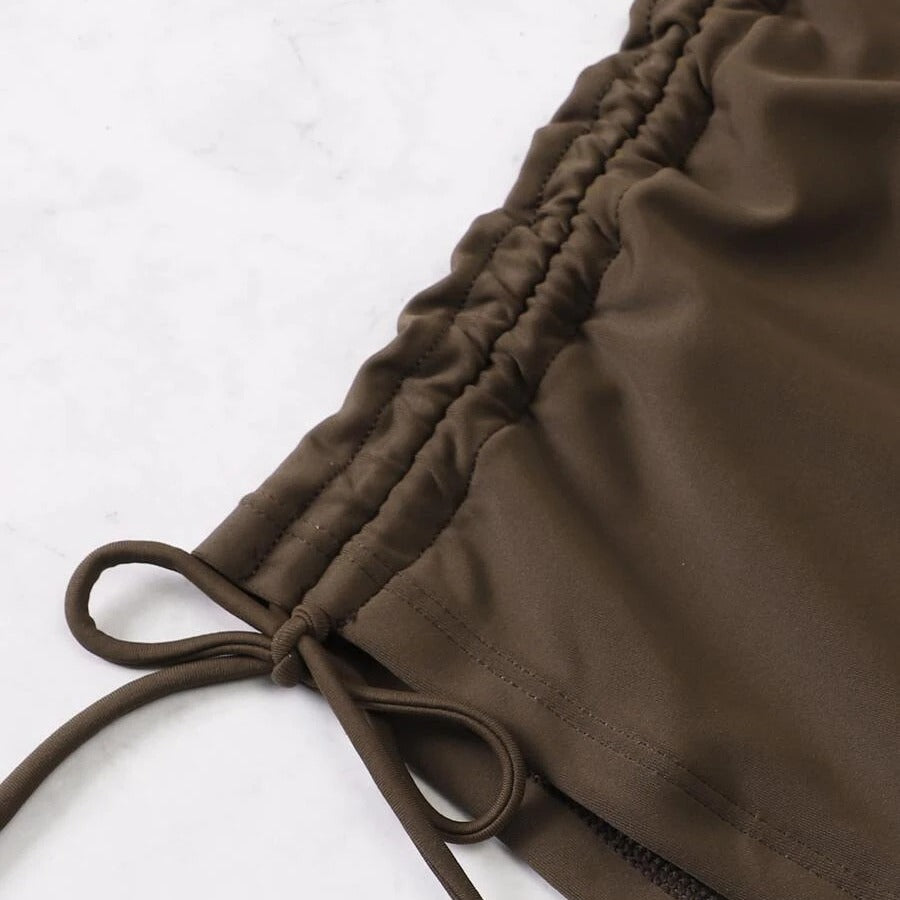 Damen cropped Top mit hohem Bund und Rüschendetails Echo Archiv