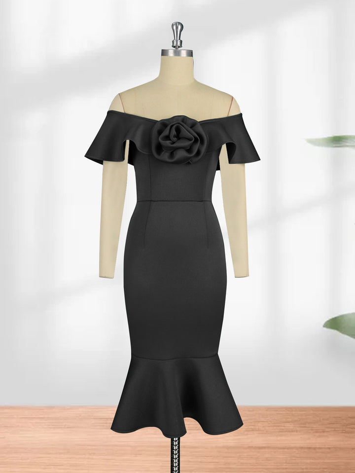 Damen figurbetontes Abendkleid mit Rüschendetails Echo Archiv