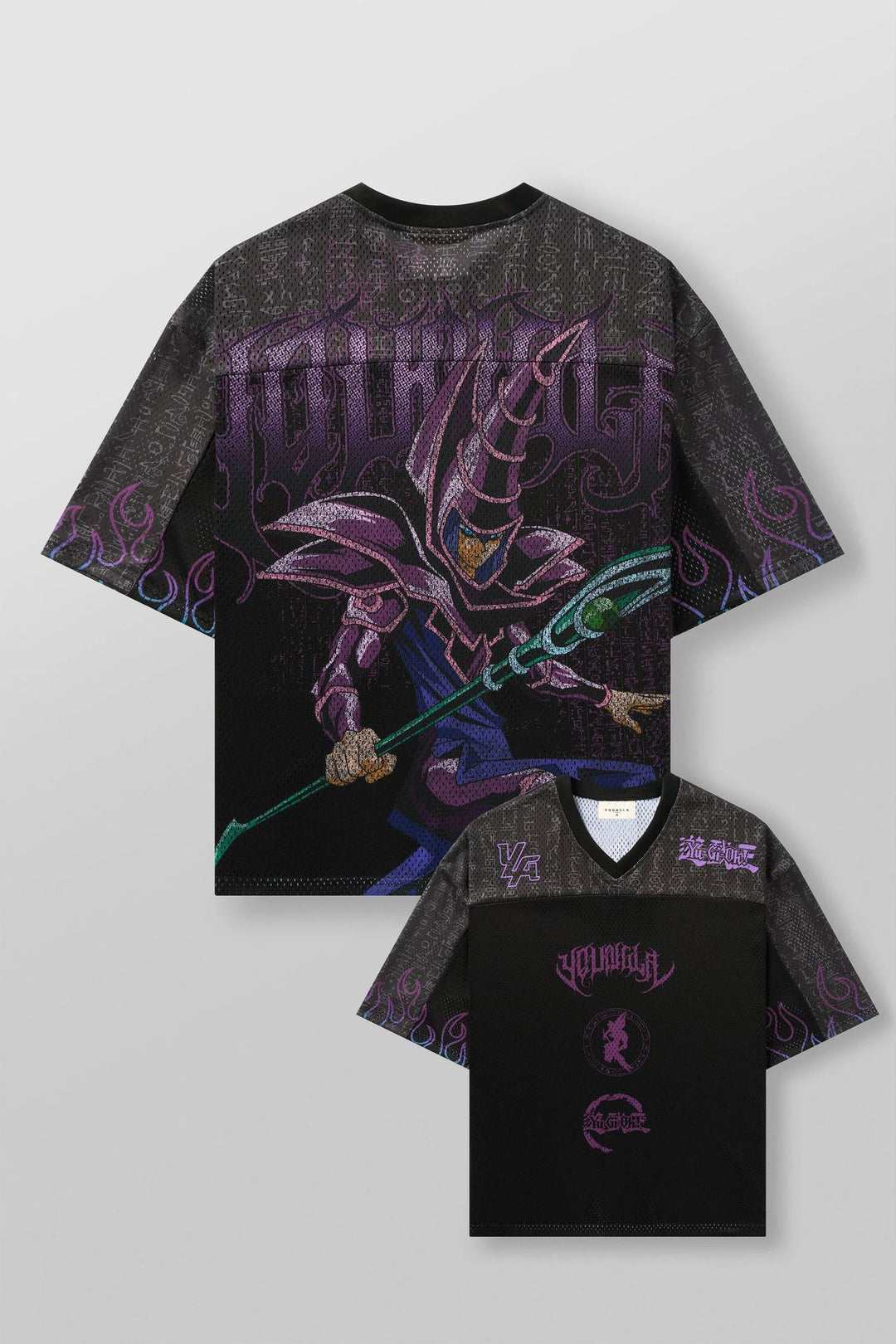 Unisex nan atmungsaktives Netz-Jersey mit großflächigem Anime-Print und V-Ausschnitt Echo Archiv