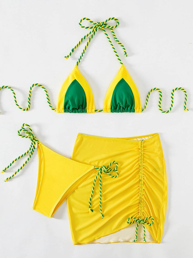 Damen Triangel-Bikini mit Wickelrock und Bänder Echo Archiv