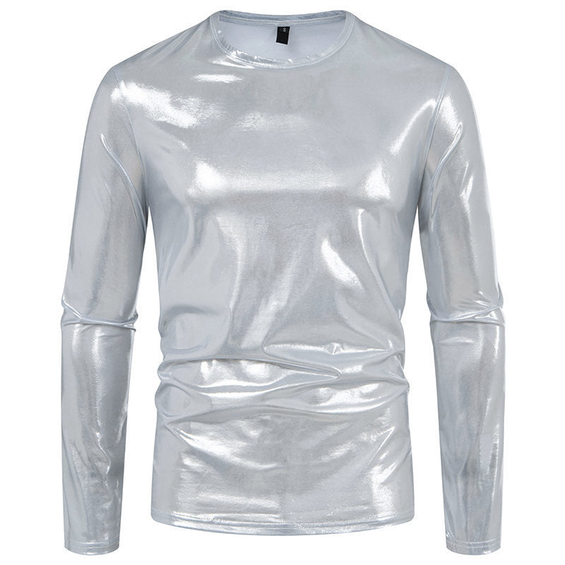 Herren langärmliges Shirt aus glänzendem Stretch-Stoff Echoarchiv