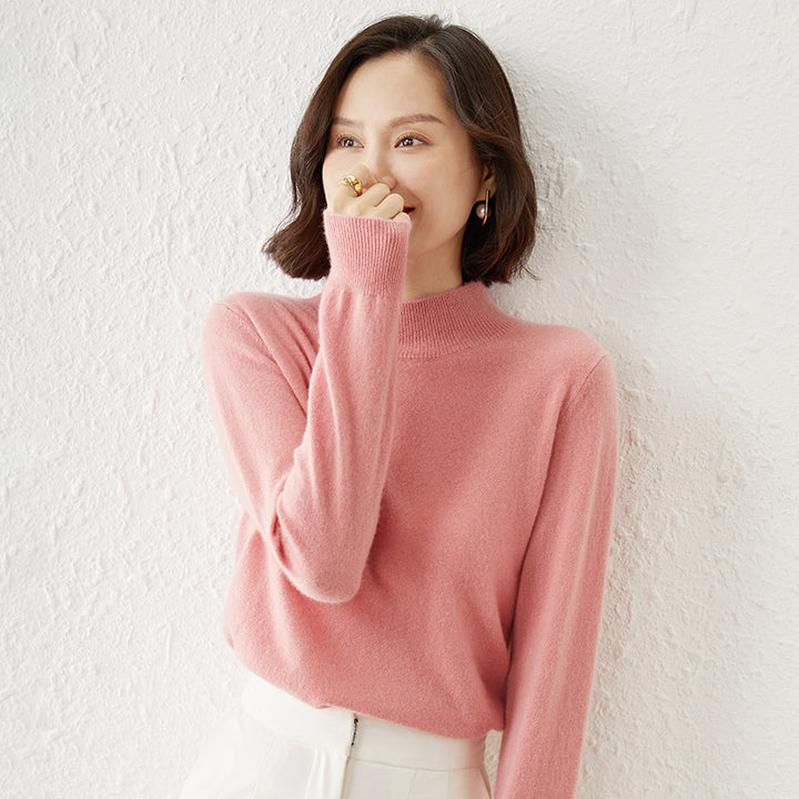 Damen Luxuriöser Kaschmir-Feinstrickpullover mit Stehkragen Echoarchiv