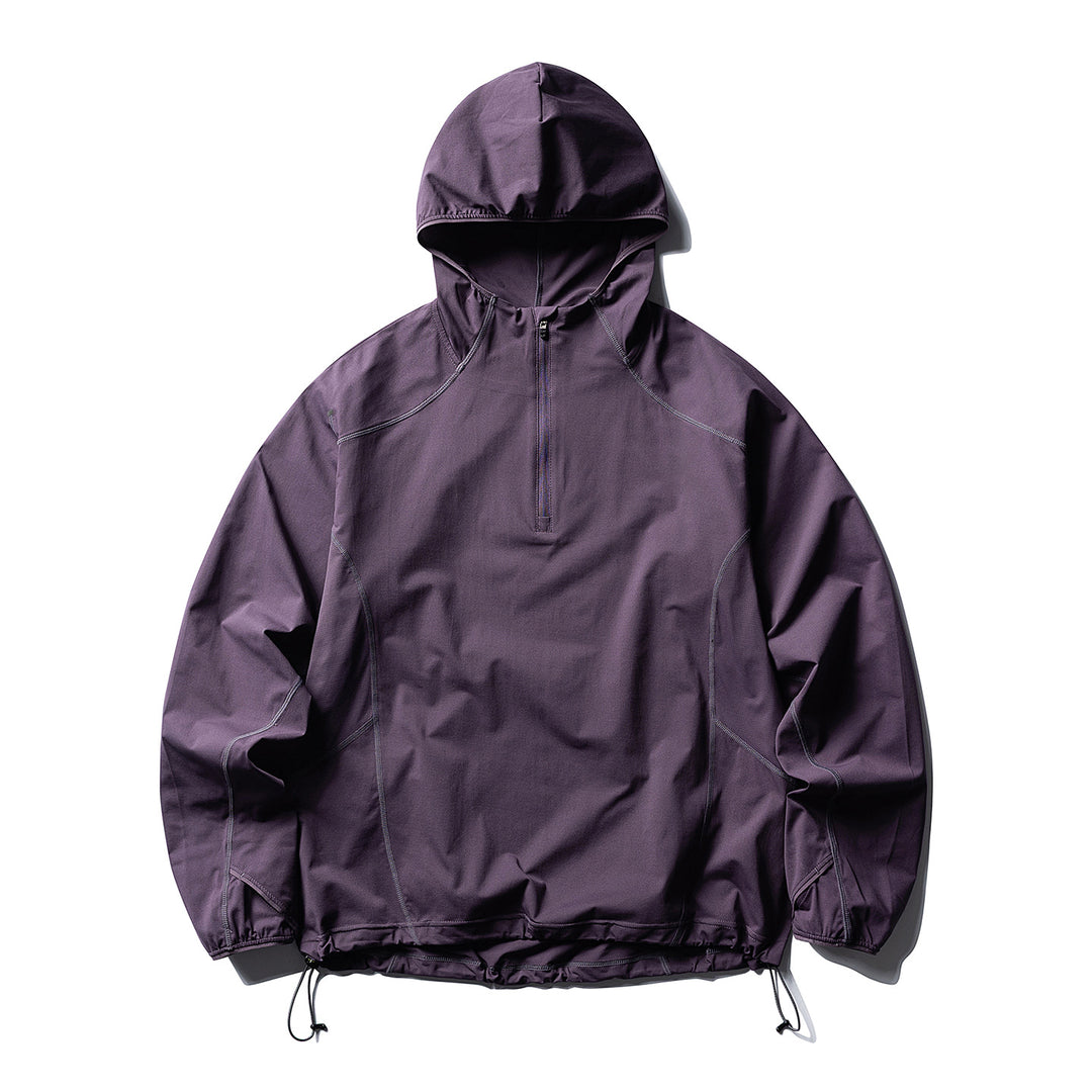 Unisex Atmungsaktiver Half-Zip-Kapuzenanorak mit Tunnelzugsaum und Flatlock‑Nähten Echoarchiv