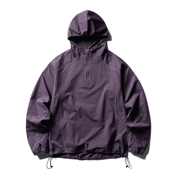 Unisex Atmungsaktiver Half-Zip-Kapuzenanorak mit Tunnelzugsaum und Flatlock‑Nähten Echoarchiv