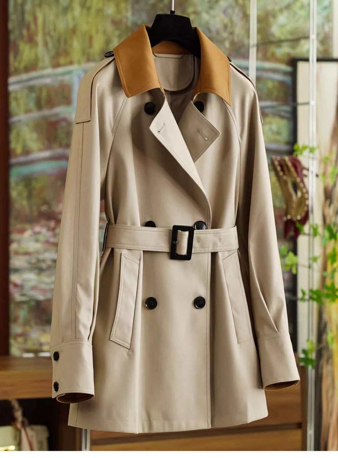 Damen Elegant geschnittene Trenchjacke mit Taillengürtel Echoarchiv