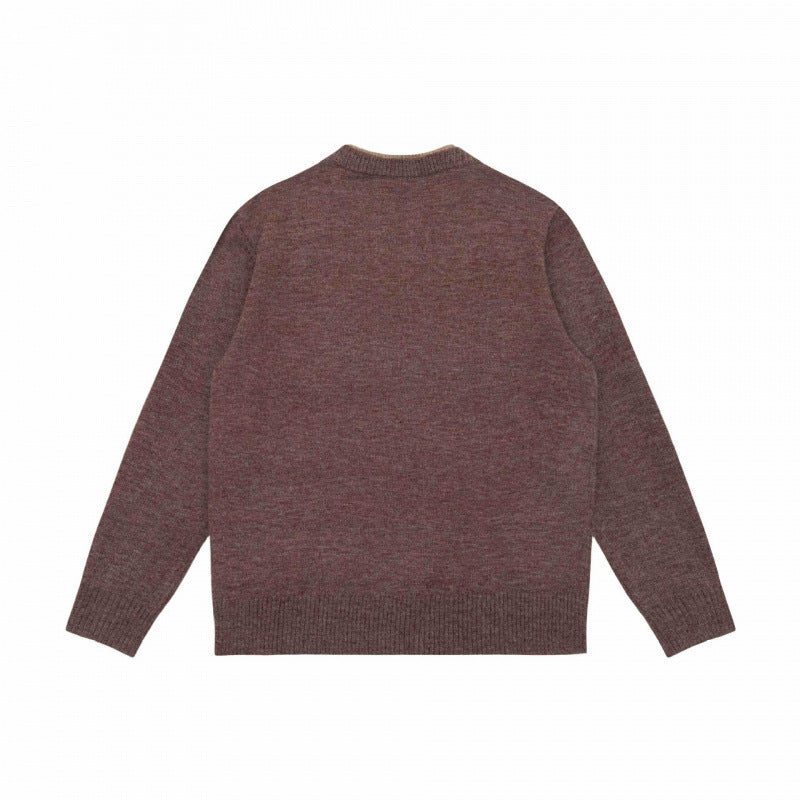 Unisex Mélange-Strickpullover mit Halbhals-V-Schlitz und kontrastiertem Innenbund Echo Archiv