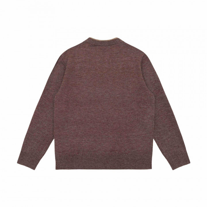 Unisex Mélange-Strickpullover mit Halbhals-V-Schlitz und kontrastiertem Innenbund Echo Archiv