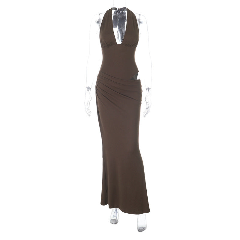 Damen langes, figurbetontes Abendkleid mit lässigem V-Ausschnitt Echo Archiv
