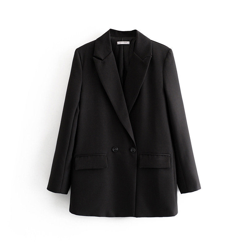 Damen Oversize Doppelreihiger Blazer mit fallendem Revers und weicher Innenfütterung – Valéne