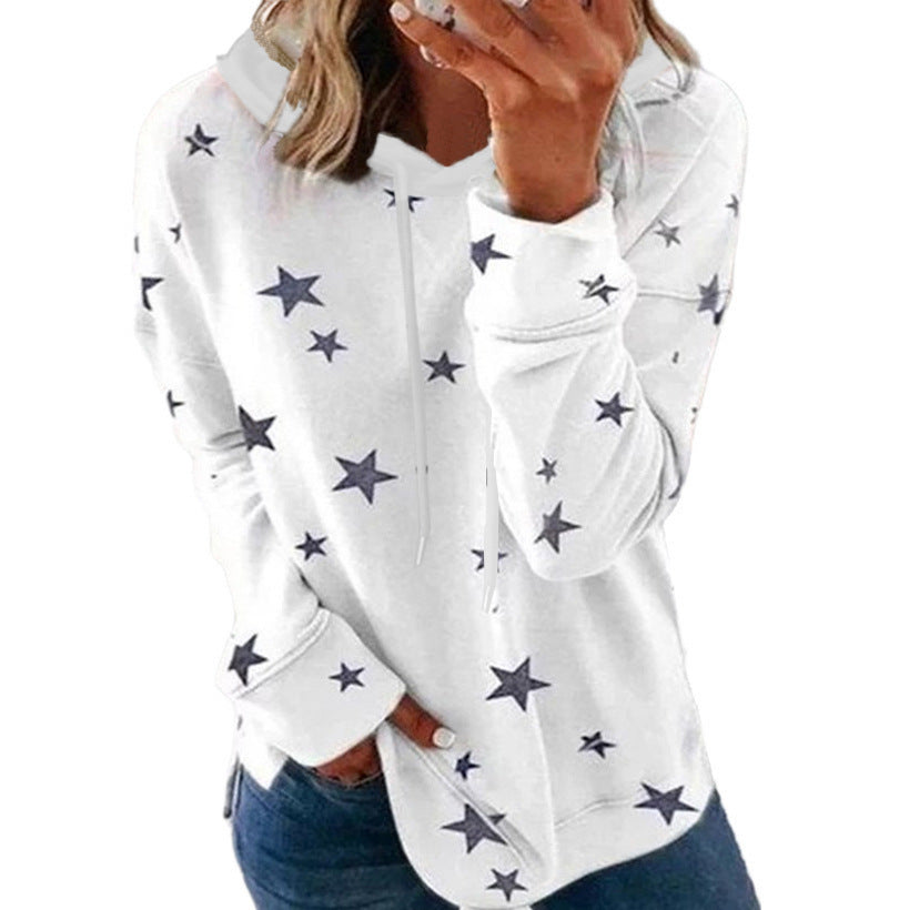 Damen Oversize-Kapuzenpullover aus weichem Baumwollmix mit Sternenprint Echoarchiv
