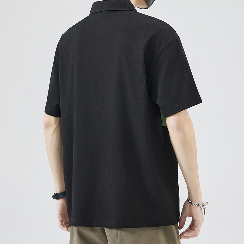 Herren Poloshirt mit modernem Farbblockdesign und praktischer Brusttasche Echoarchiv