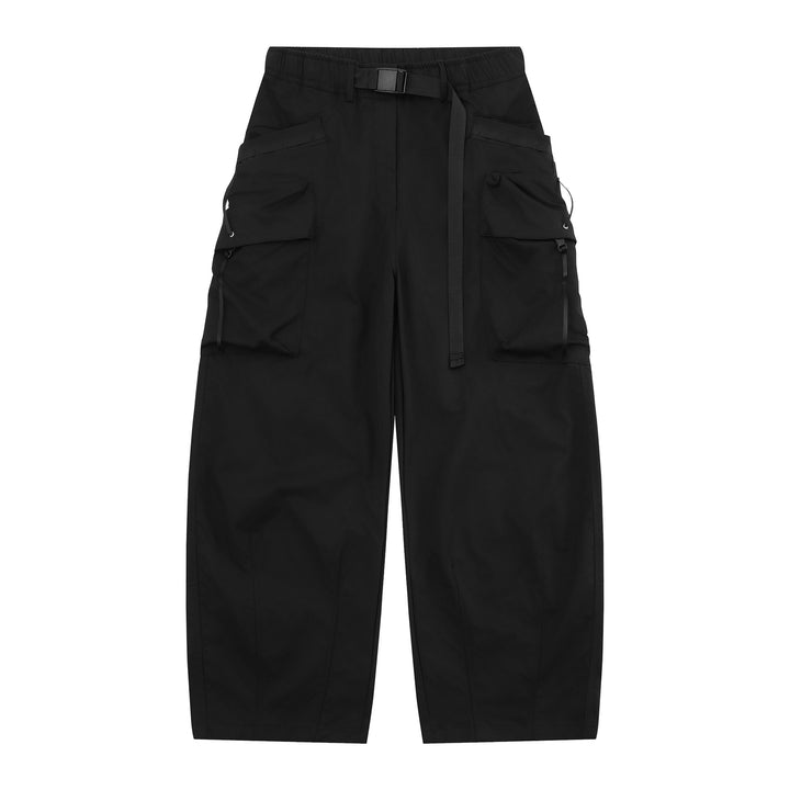 Damen Weite Cargo‑Culotte mit aufgesetzten Taschen und integriertem Webbing‑Gürtel Echoarchiv
