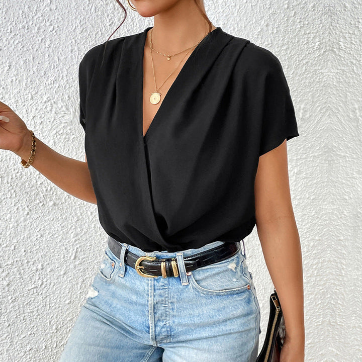 Damen Body mit eleganter Wickeloptik und kurzen Ärmeln Echoarchiv