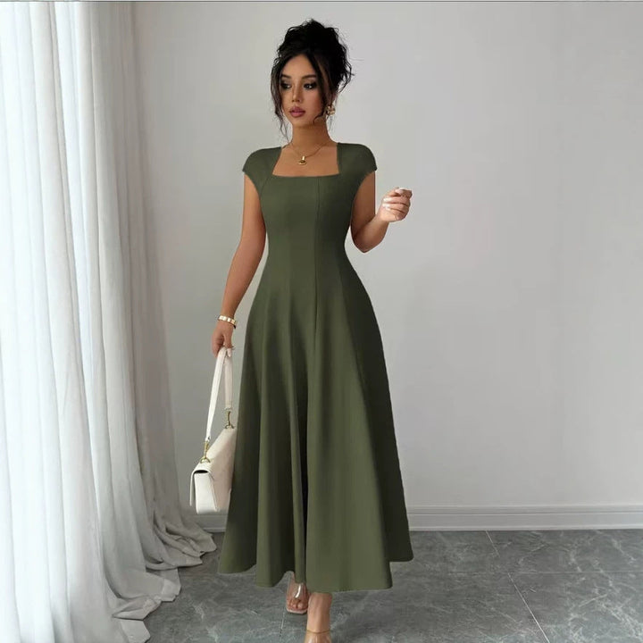 Damen Elegantes Maxikleid mit rechteckigem Ausschnitt und fließendem Rock – Valéora