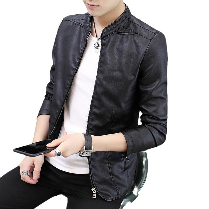 Herren modische Kunstlederjacke mit minimalistischen Akzenten Echoarchiv
