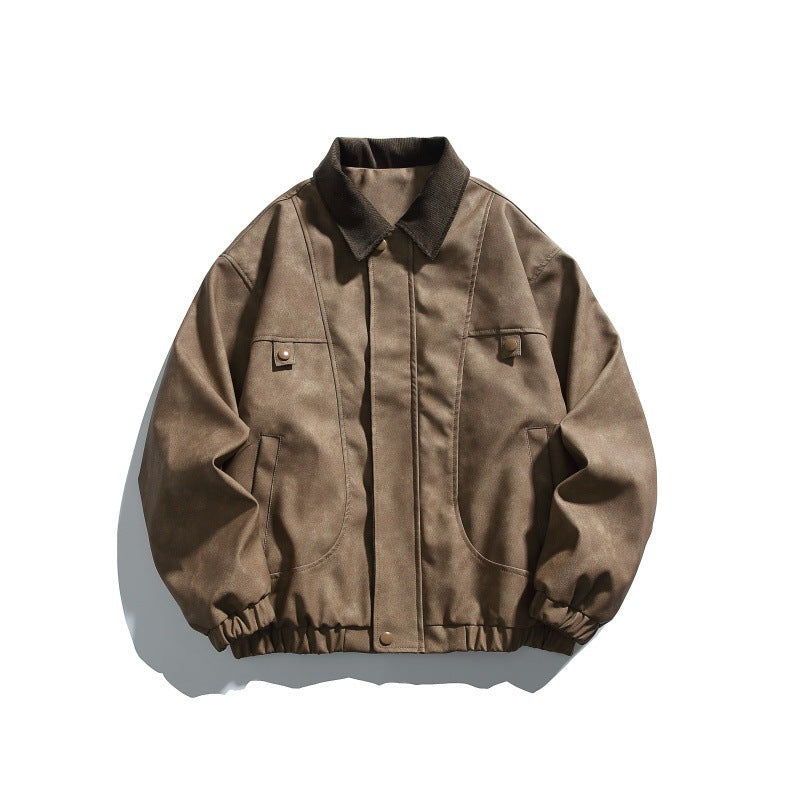 Herren Boxy-Canvas-Blousonjacke mit Cordkragen und elastischem Saum Echoarchiv
