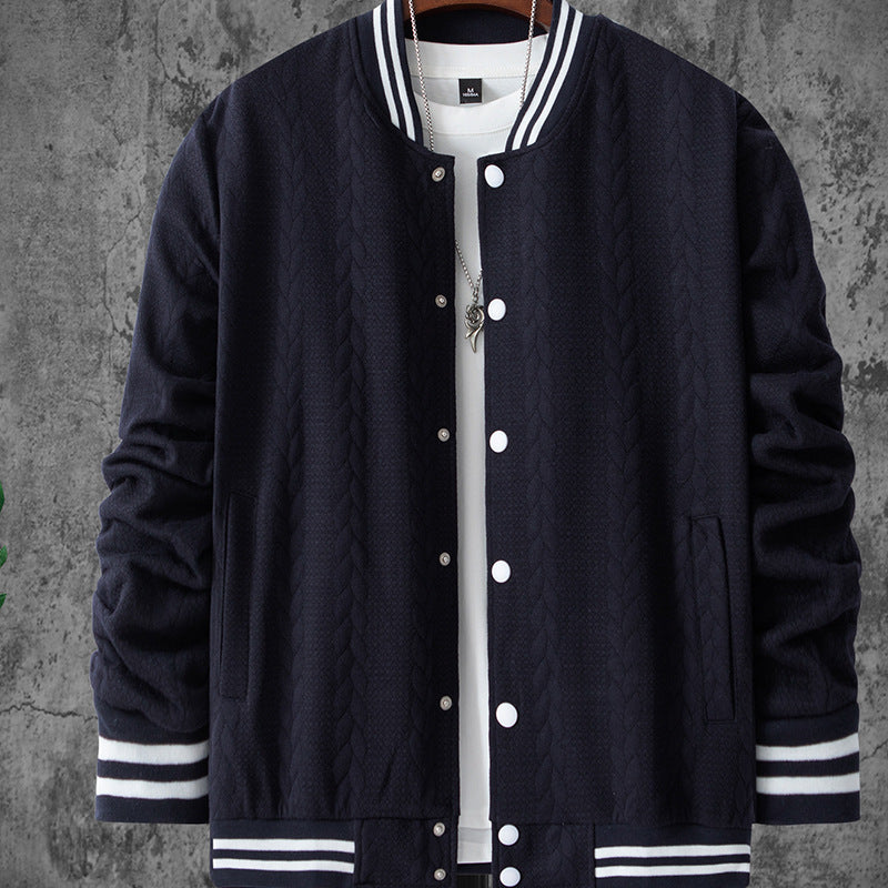 Herren stylische Bomberjacke mit strukturiertem Strickmuster und sportlichen Akzenten Echoarchiv