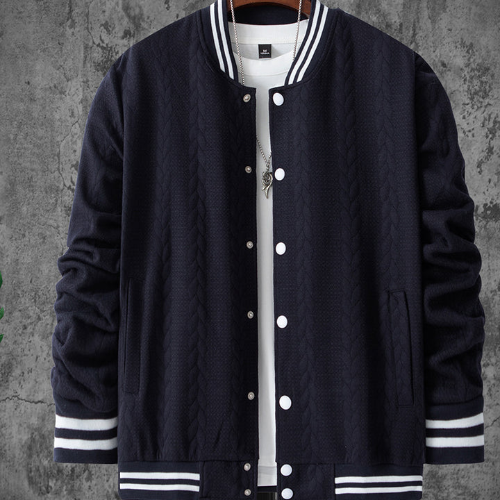 Herren stylische Bomberjacke mit strukturiertem Strickmuster und sportlichen Akzenten Echoarchiv