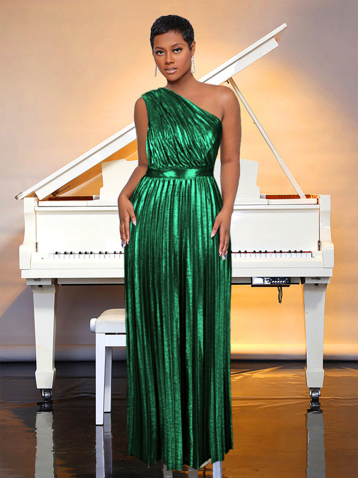 Damen plissiertes Abendkleid mit schimmerndem Oberteil Echo Archiv