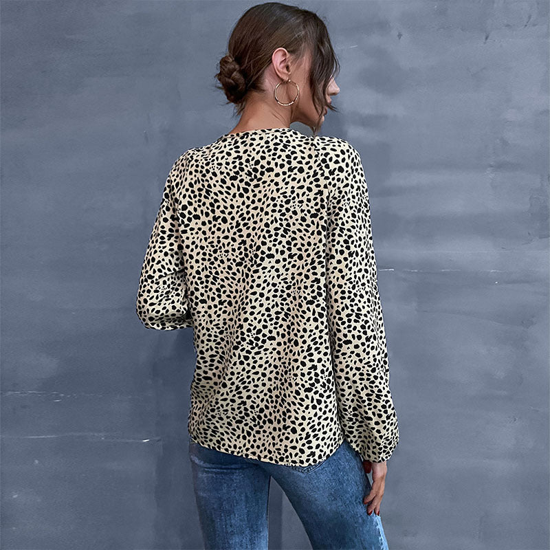 Damen Fließende Tunika-Bluse mit gerafftem Rundhalsausschnitt, Bindeband und Ballonärmeln – Élovi
