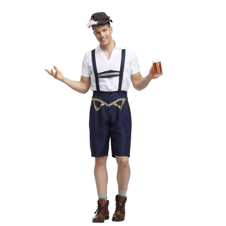 Herren nan traditionelle Oktoberfest Lederhose kurz mit verstellbaren Trägern und Zierstickerei Echo Archiv