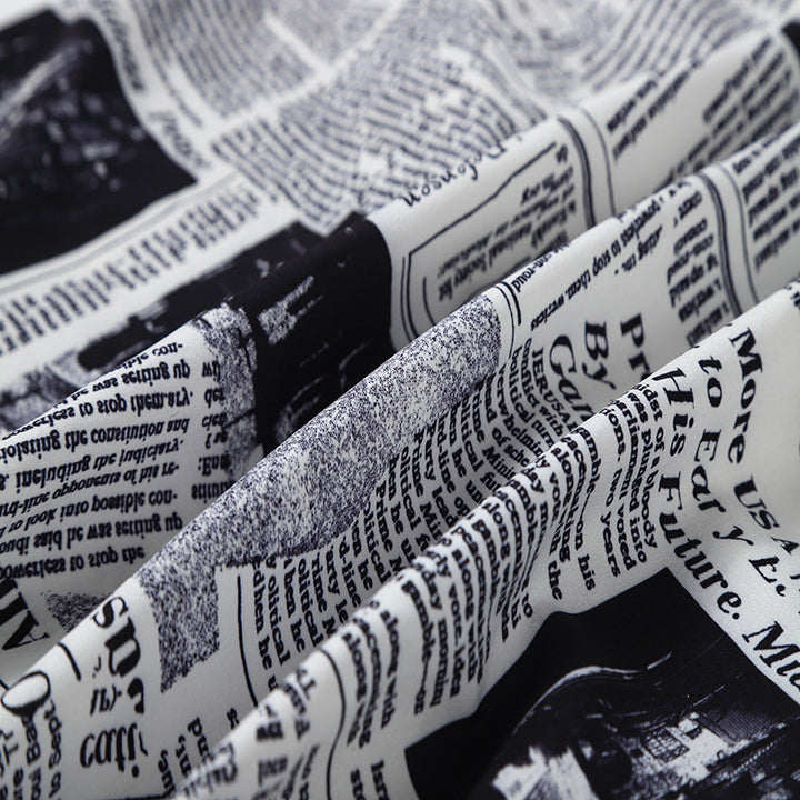 Herren Langarmhemd mit kreativem Zeitungsdruck Echoarchiv
