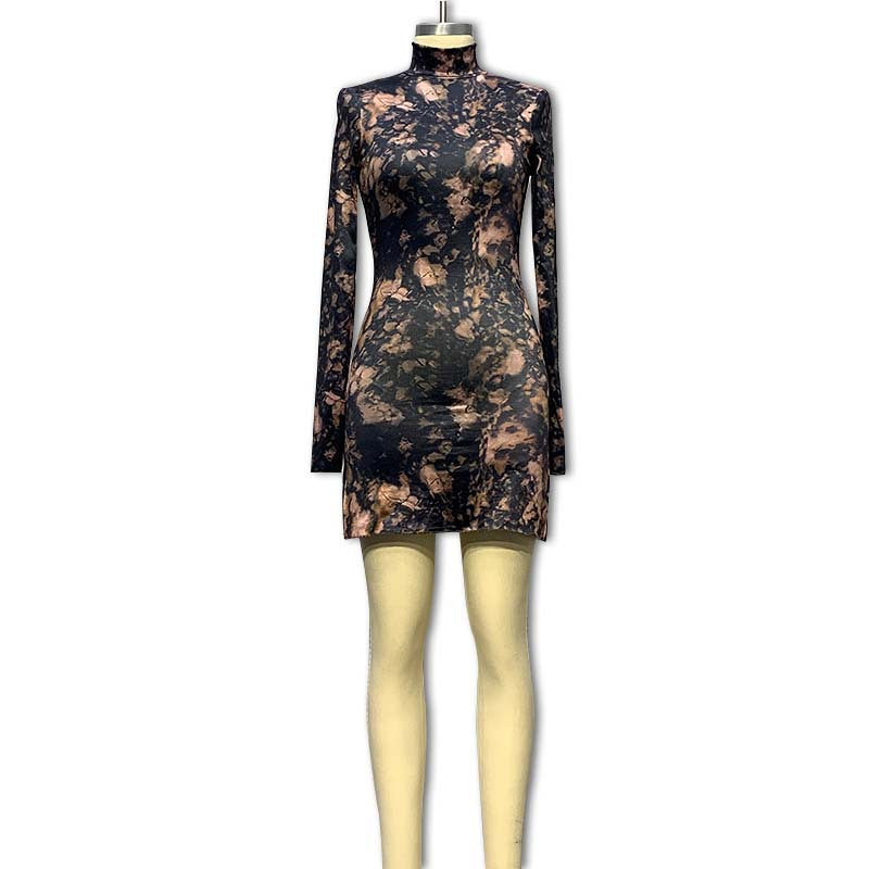 Damen Kurzarmkleid mit asymmetrischem Saum und transparentem Oberteil Echo Archiv