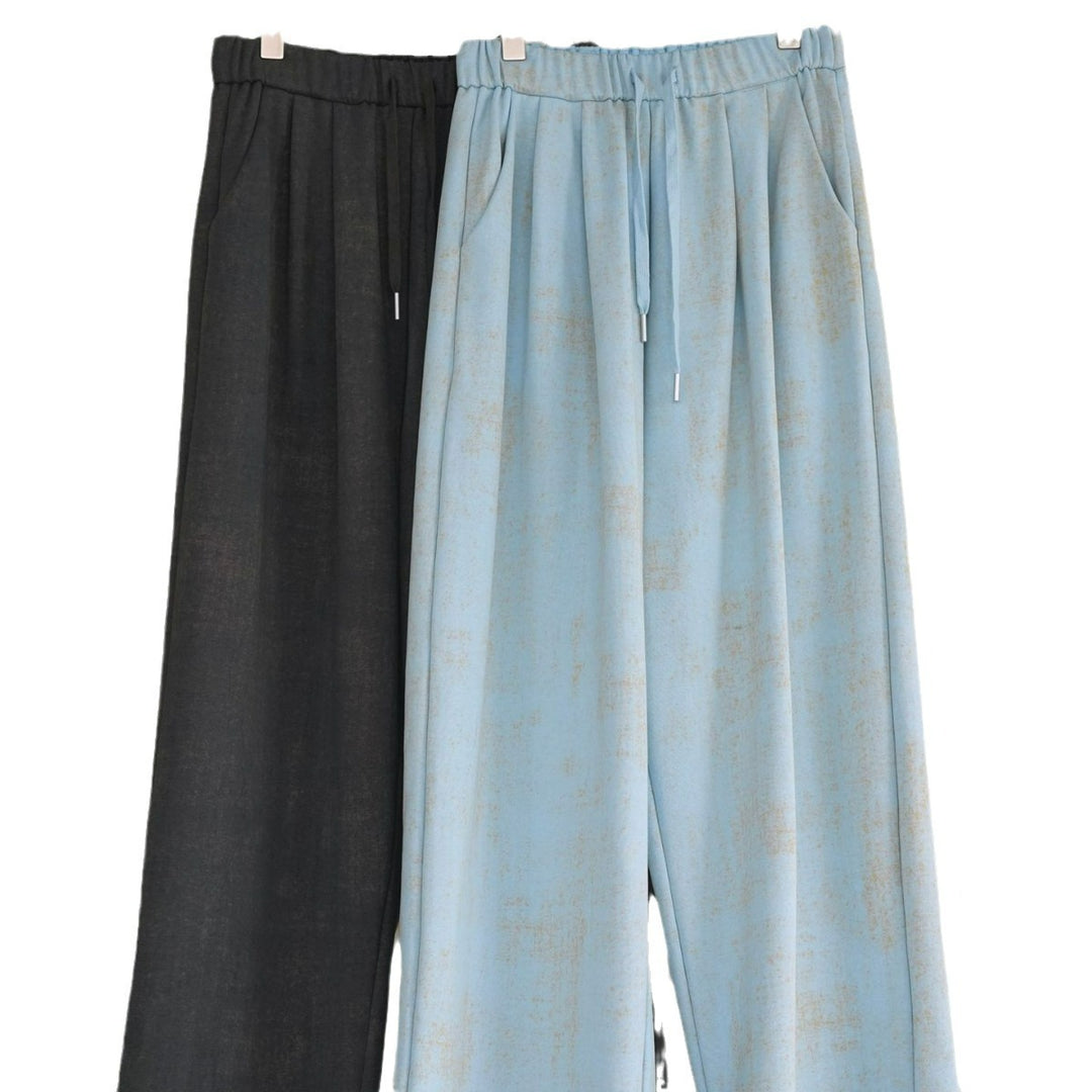 Damen Weite Lounge‑Palazzohose aus French‑Terry mit hohem Bund, Elastik und Kordelzug Echoarchiv