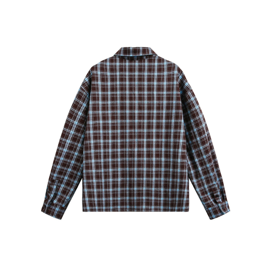 Herren Karierter Flanell-Overshirt-Jacke mit aufgesetzten Brusttaschen Echoarchiv