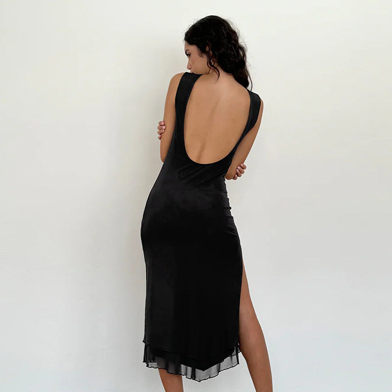 Damen zeitloses Maxikleid mit transparentem Saum Echo Archiv