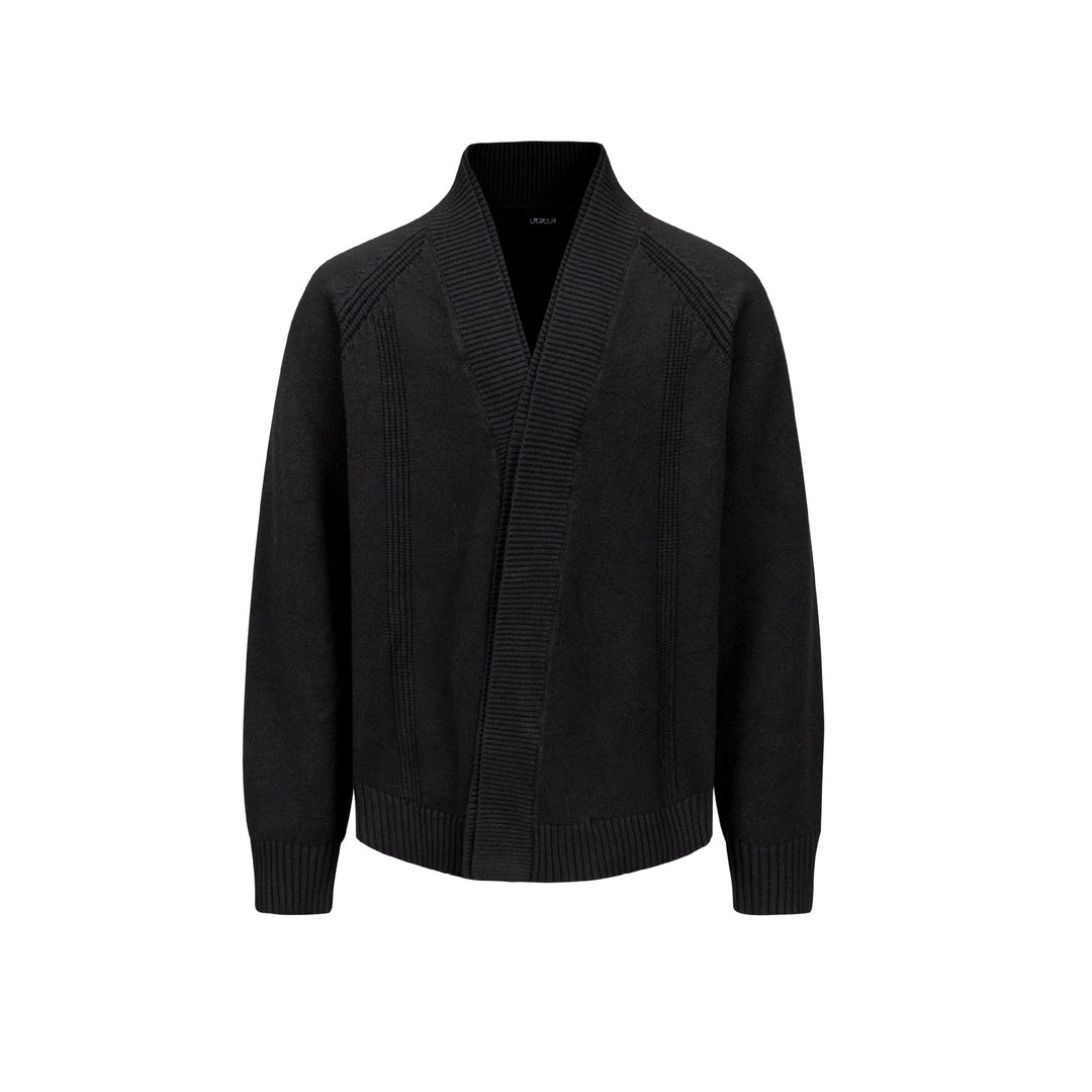 Herren Grobstrick-Cardigan mit Schalkragen und Rippenbündchen Echoarchiv