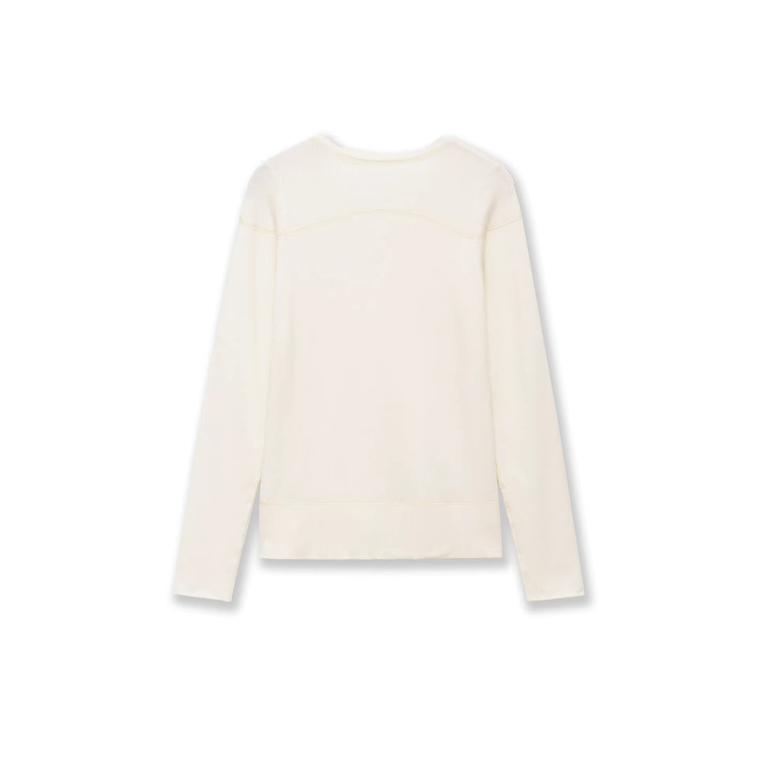 Damen Feiner Langarm-Strickpullover mit Rundhalsausschnitt und Flatlock‑Naht Echoarchiv