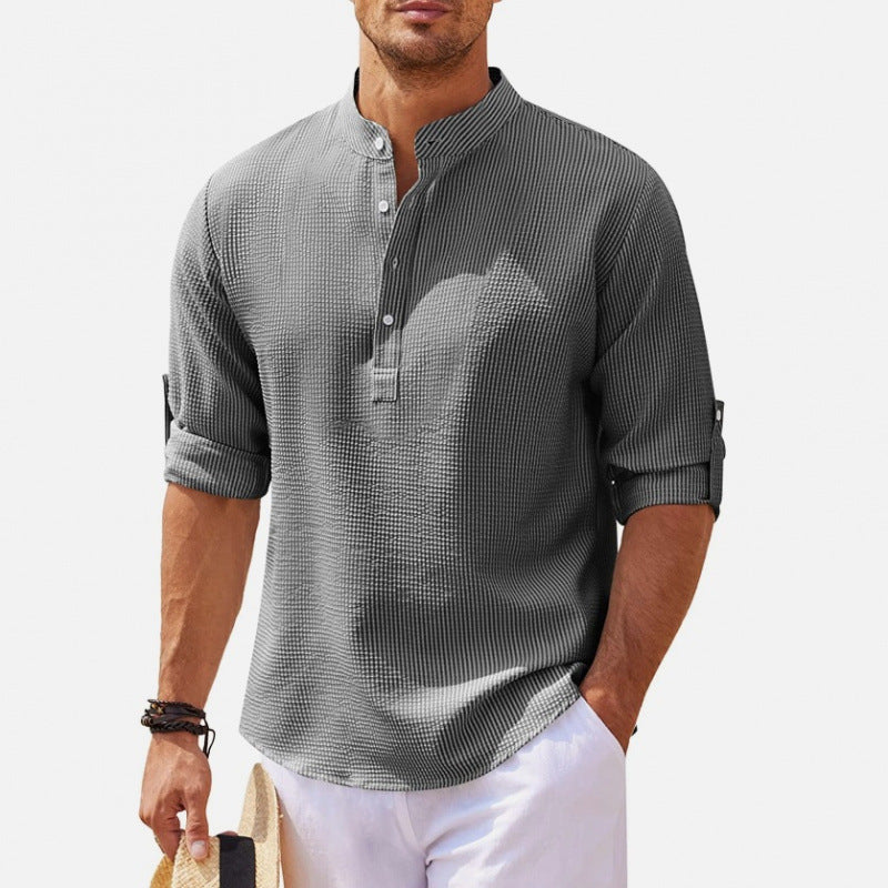 Herren lässiges Hemd mit Knopfleiste und strukturiertem Design Echoarchiv