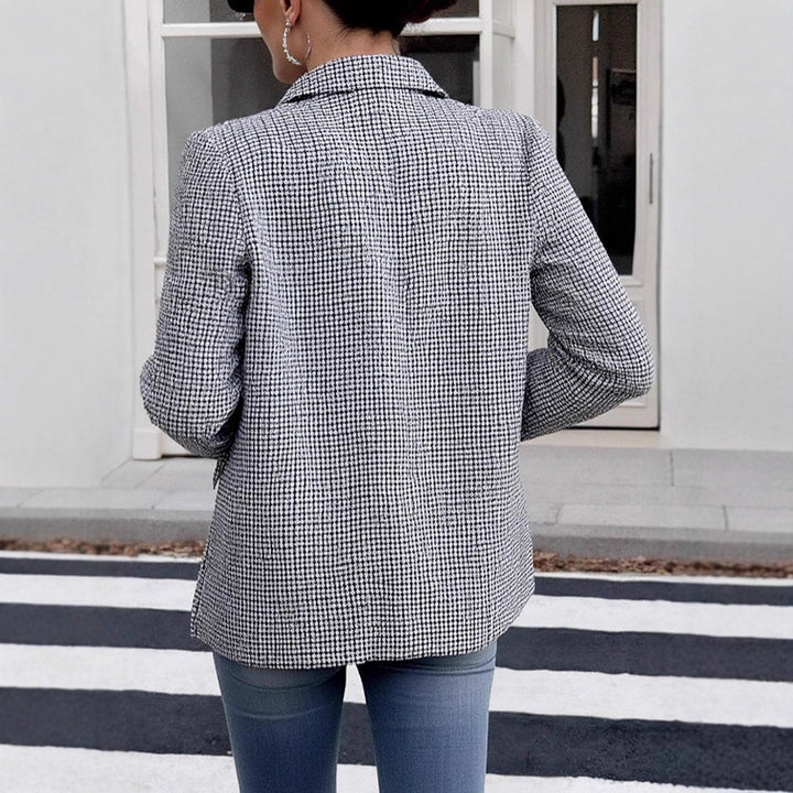 Damen Glencheck-Blazer im Oversize-Schnitt mit Paspeltaschen und leicht gepolsterten Schultern – Valéne