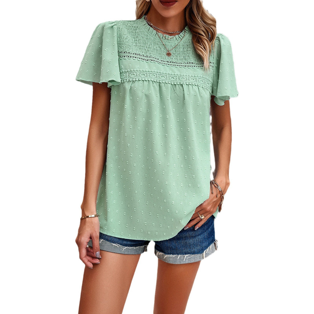 Damen Bluse mit Puffärmeln und dekorativer Spitzenverarbeitung Echo Archiv